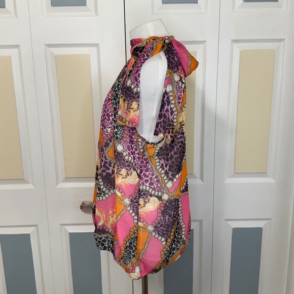 Sweet Pea for New York Company Stacy Frati XL Halter Neck Top Scarf Tie Print - Picture 2 of 9